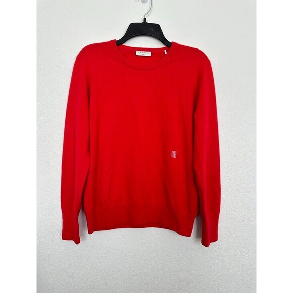 Sandro Paris Cashmere Embroidery Crewneck Sweater Pullover Red Women's Size 0 - Picture 1 of 9